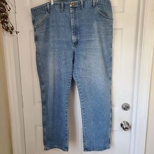 (884) Rustler Men's Relaxed Fit Straight Leg Jeans, Size: 46 Waist Color: Blue